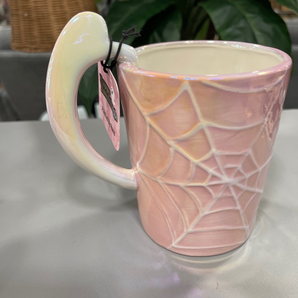Halloween PINK Ghost & Spiderweb Iridescent ceramic mug PINKoWEEN 🩷👻 NEW - Picture 3 of 3